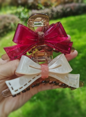 【蝴蝶结】法式气质高级感醋酸鲨鱼夹后脑勺少女款高马尾夹子发饰