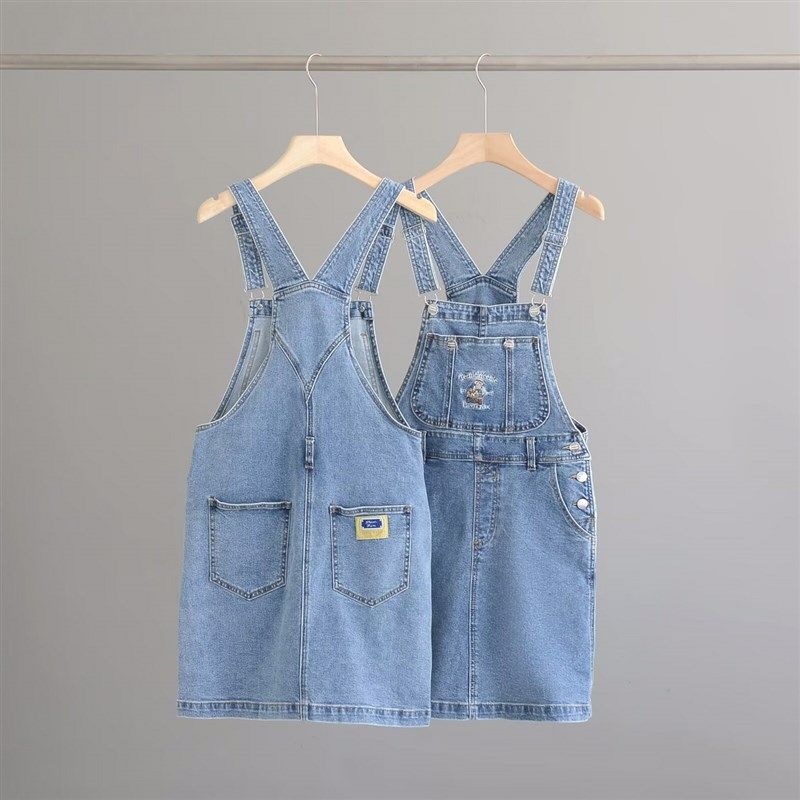 现货24新款春夏款女牛仔背带裙 贴布弹力2色 V大童裙学生背带,女装/女士精品,连衣裙,淘宝优惠券,粉丝福利购,淘宝优惠卷