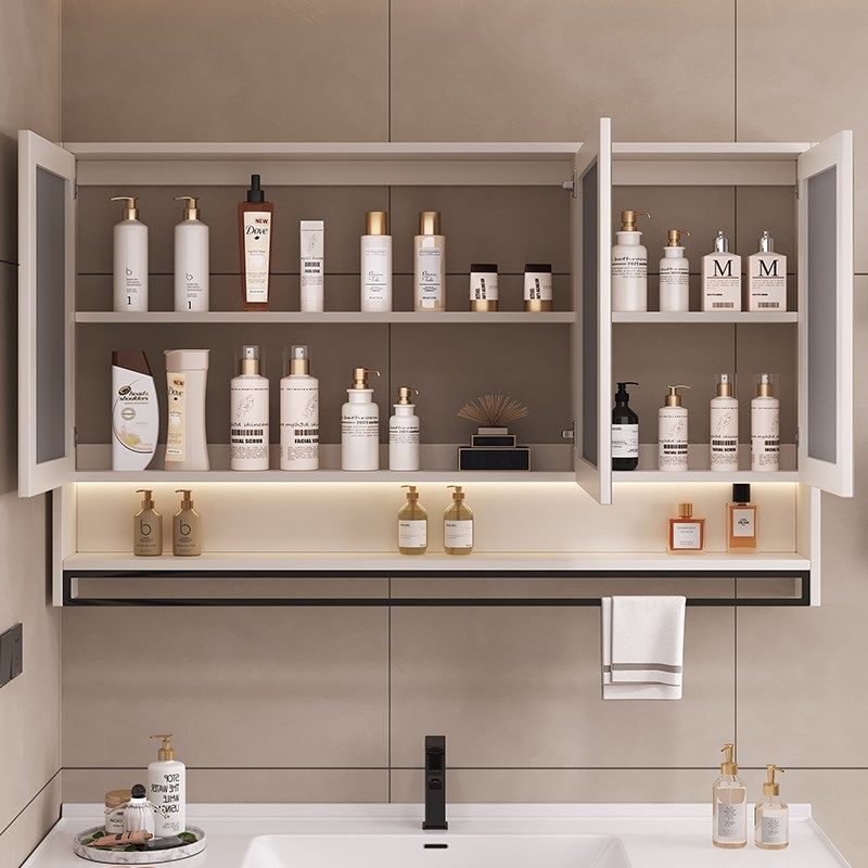 智能实木浴室镜柜卫m生间壁挂墙式带灯梳妆镜子带置物架一体储物,家装主材,浴室镜柜,淘宝优惠券,粉丝福利购,淘宝优惠卷