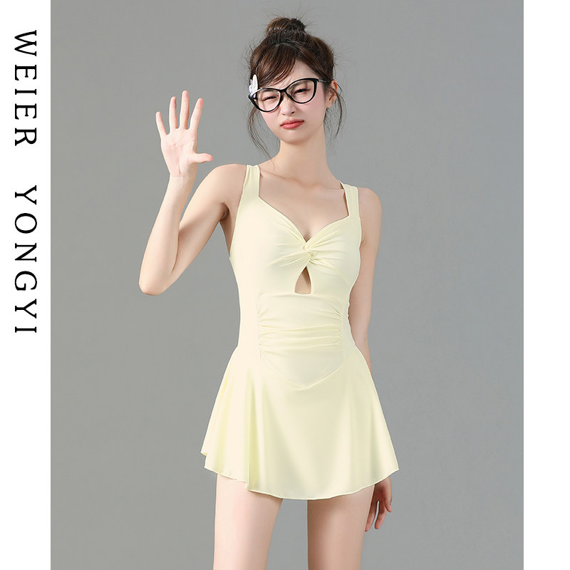 泳衣女2023新款仙女范连体裙式平角保守遮肚收Q腰显瘦泡温泉游泳,运动/瑜伽/健身/球迷用品,连体泳衣,淘宝优惠券,粉丝福利购,淘宝优惠卷