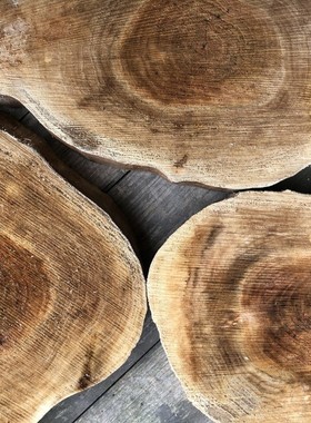 不打磨去皮柳树年轮木片diy手绘装饰手工大木桩S自然圆木片原木片