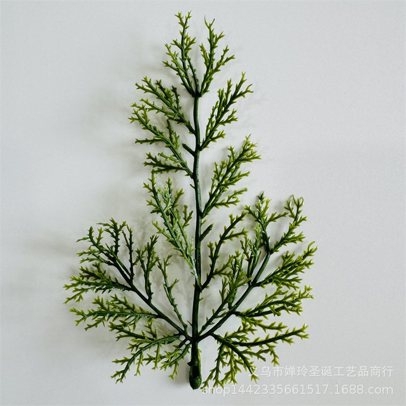 仿真植物仿真绿植 14CM单面柏叶枝 圣诞树圣诞圈装饰PE柏树叶