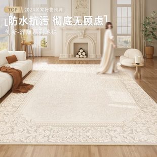 防水地毯客厅2025新款 法式 奶油风免洗可擦别墅沙发毯茶几地垫白色