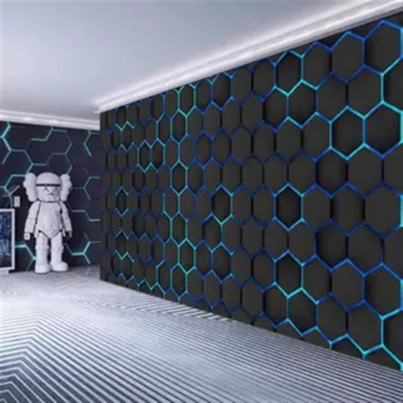 3D立体科技感几何酒o吧背景墙布装饰定制壁画网吧电竞KTV包厢壁纸图片