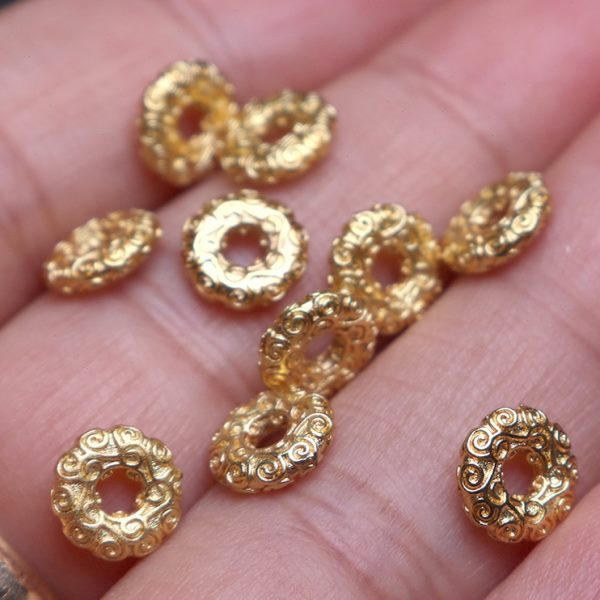 文玩隔片工艺保色垫片金隔珠散珠包金雕花手工串珠8K菩提手链配饰