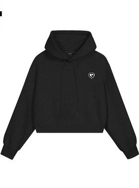 i.t GROUNDZERO韩系2025秋季爱心黑色连帽长袖刺绣卫衣上衣