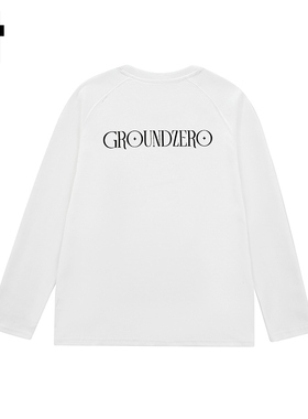 i.t GROUNDZERO2025秋季Logo白色圆领长袖落肩情侣卫衣上衣