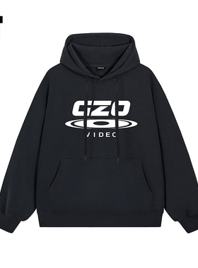i.t GROUNDZERO韩系2025秋季GZO黑色连帽长袖印花卫衣上衣