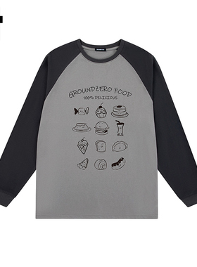 i.t GROUNDZERO韩系2025秋季新款卡通灰色卫衣拼接长袖上衣