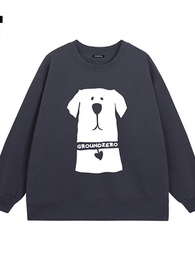 i.t GROUNDZERO国朝2025秋款炭灰色金毛宝宝棉印花卫衣长袖上衣