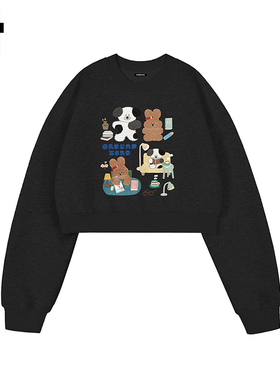 i.t GROUNDZERO国朝2025秋款黑色卡通小狗狗棉套头卫衣长袖上衣