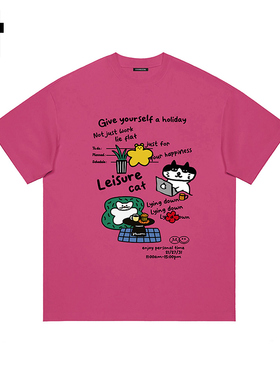 i.t GROUNDZERO潮牌正肩宽松可爱猫咪短袖T恤情侣夏季新款上衣