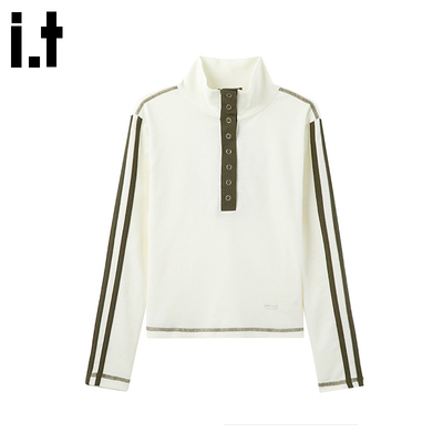 itGROUNDZERO2025秋冬加绒个性高领长袖刺绣卫衣情侣款男上衣