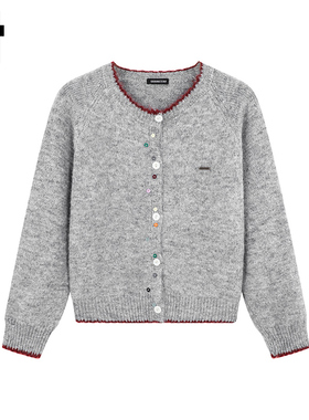 i.t GROUNDZERO2025秋冬休闲浅灰色时尚开衫毛衣外套针织衫女