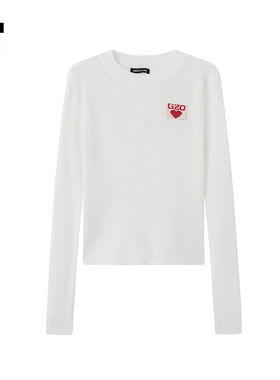 i.t GROUNDZERO韩系时尚刺绣白色毛衣针织衫女纯色长袖上衣