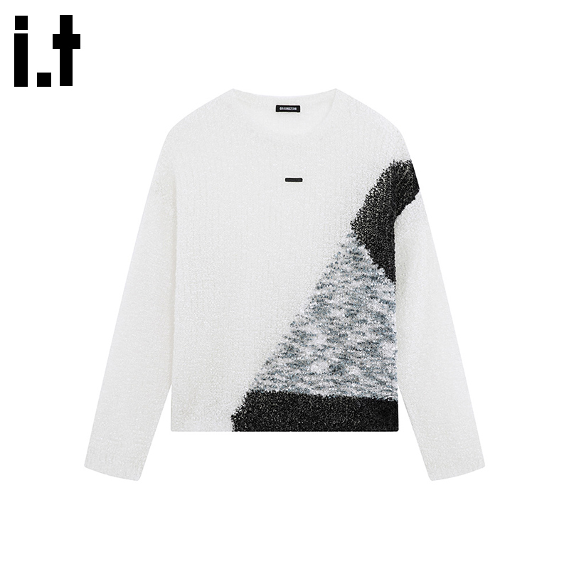 i.t GROUNDZERO韩系2025秋冬设计师小众圆领长袖毛衣针织开衫女