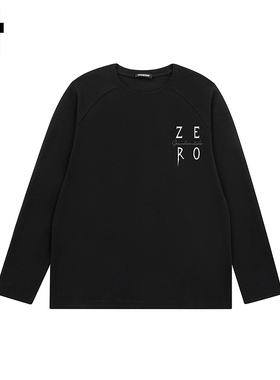 i.t GROUNDZERO2025秋季黑色圆领宽松长袖落肩情侣卫衣上衣