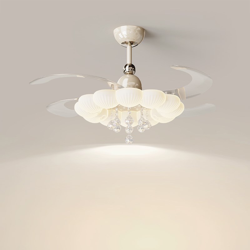 主卧室风扇灯奶油风餐厅吊灯2025新款儿童房简约现代隐形电风扇灯