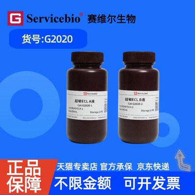 现货 赛维尔生物Servicebio 超敏ECL化学发光试剂盒（飞克级） G2020 25mL×2 50mL×2 250mL×2 科研实验
