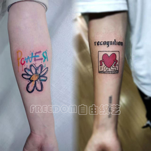 权志龙同款GD雏菊纹身贴爱心设计男女手臂高级感贴纸防水持久潮酷