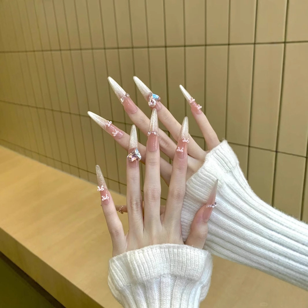 手工穿戴甲纯欲仙气少女心蝴蝶结