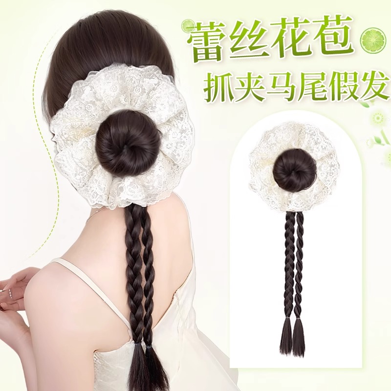 马尾女抓夹麻花辫假发