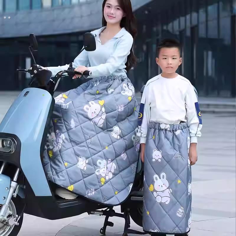 秋冬电动车挡风裙加厚加绒护膝护腿骑摩托车挡风被防风保暖半身裙