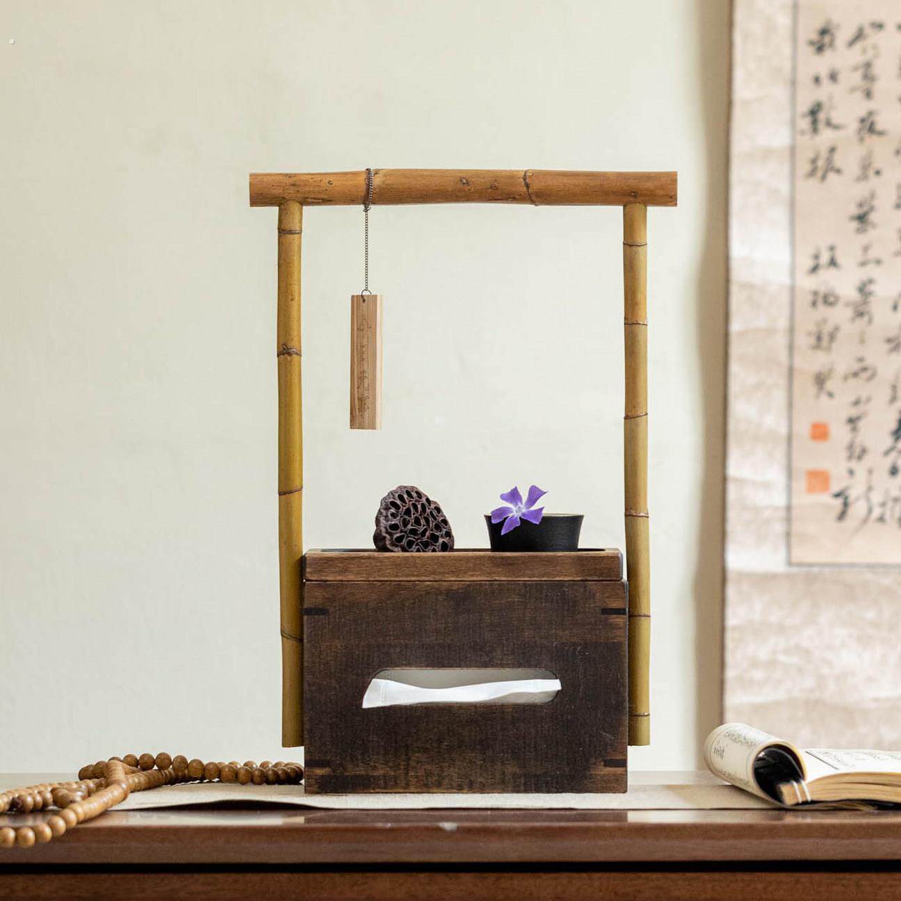胡桃木纸巾盒客厅桌面收纳盒高级感多功能家用实木抽纸盒摆件装饰