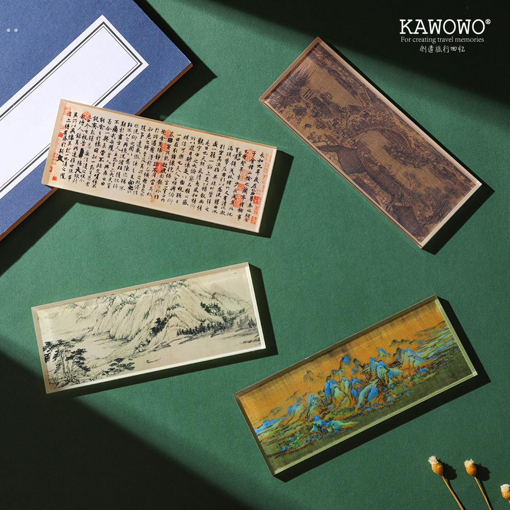 中国风四大名画系列超厚实透明亚克力冰箱贴家居简约装饰磁铁贴