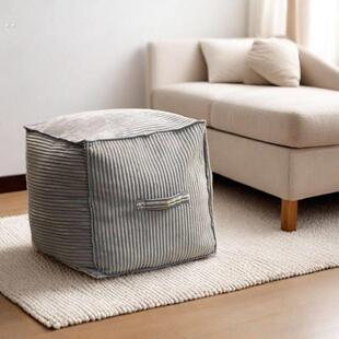 灯芯绒布懒人沙发套闲置旧衣服收纳袋方形坐墩可填充储物收纳坐墩