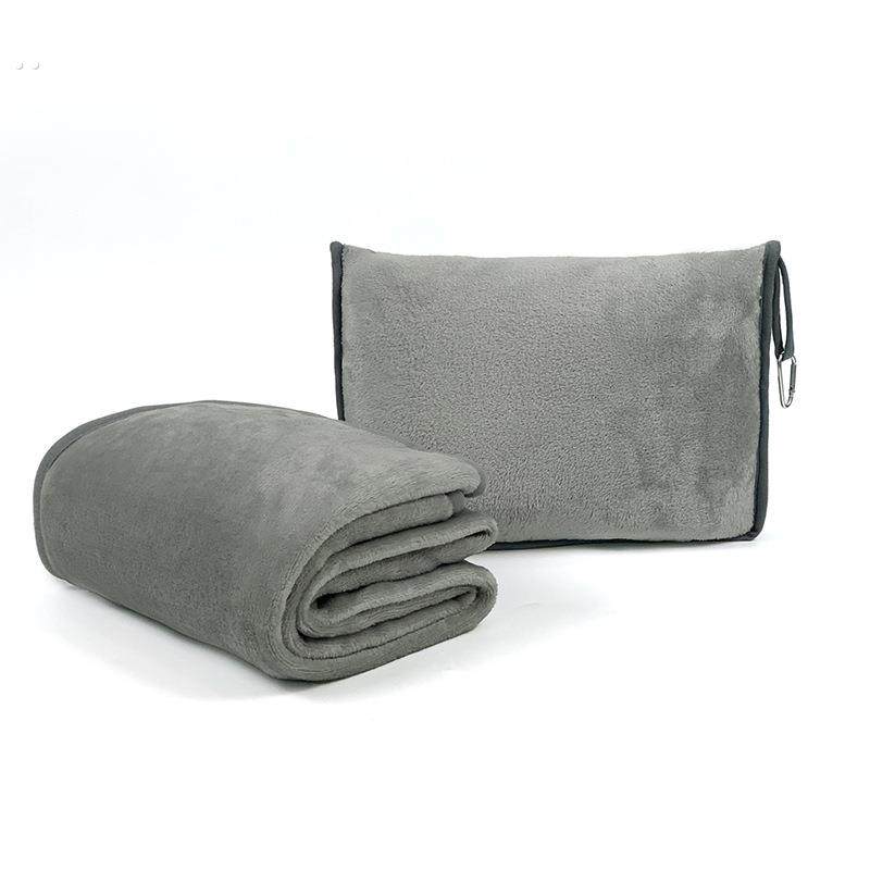 厂家直销多功能二合一汽车抱枕毯 法兰绒拉链折叠旅行毯枕头毛毯
