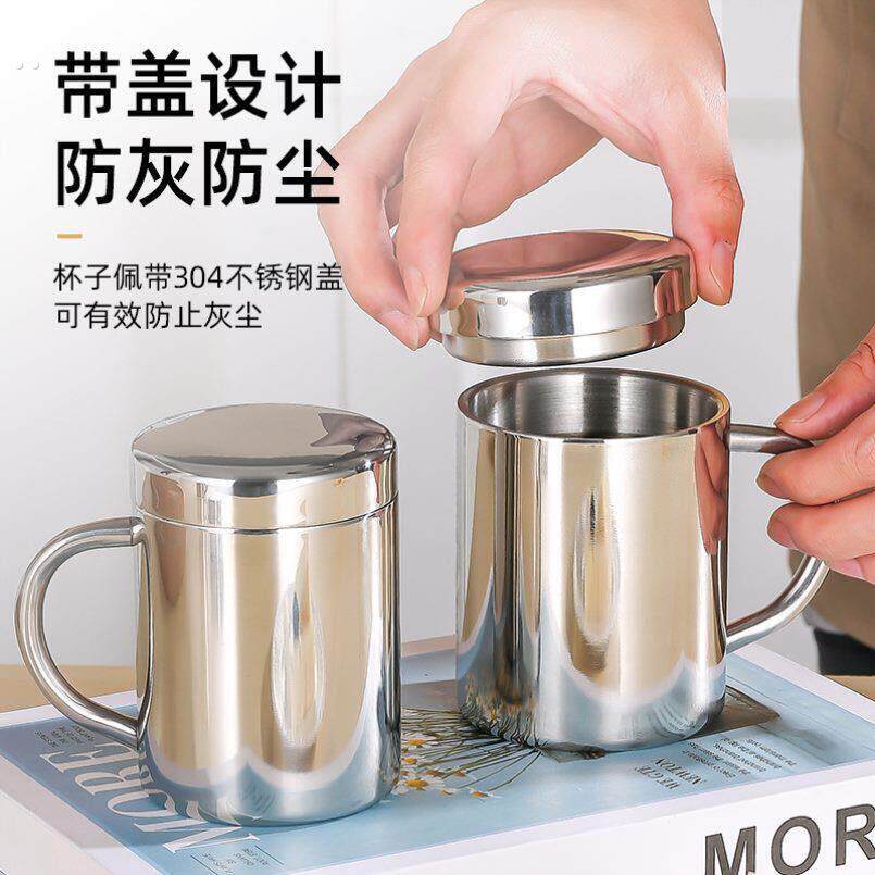 德国精工304不锈钢马克杯保温休闲 带盖子水杯办公室商务茶杯