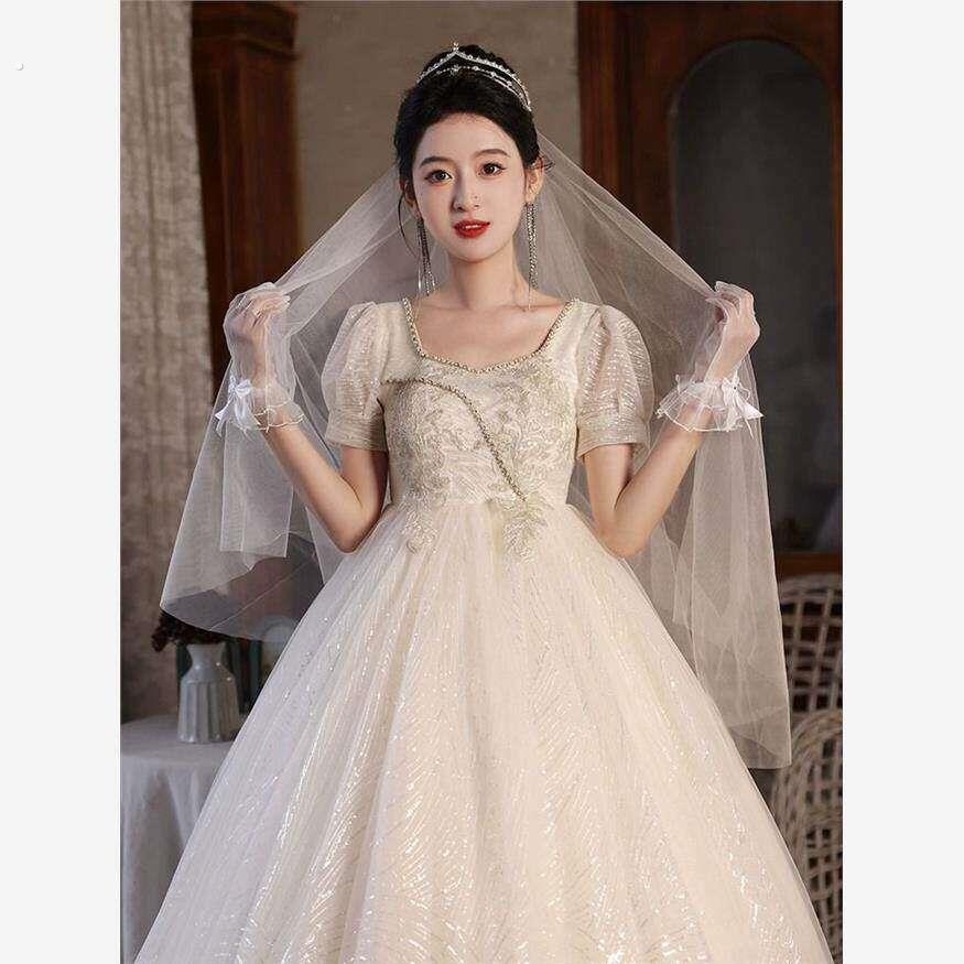 高腰主婚纱新娘2025新款孕妇遮肚子高级质感出门轻纱齐地大码胖
