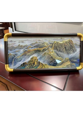 万里长城新中式摆件办公桌装饰摆件立体烫金现代商务新年礼物摆画