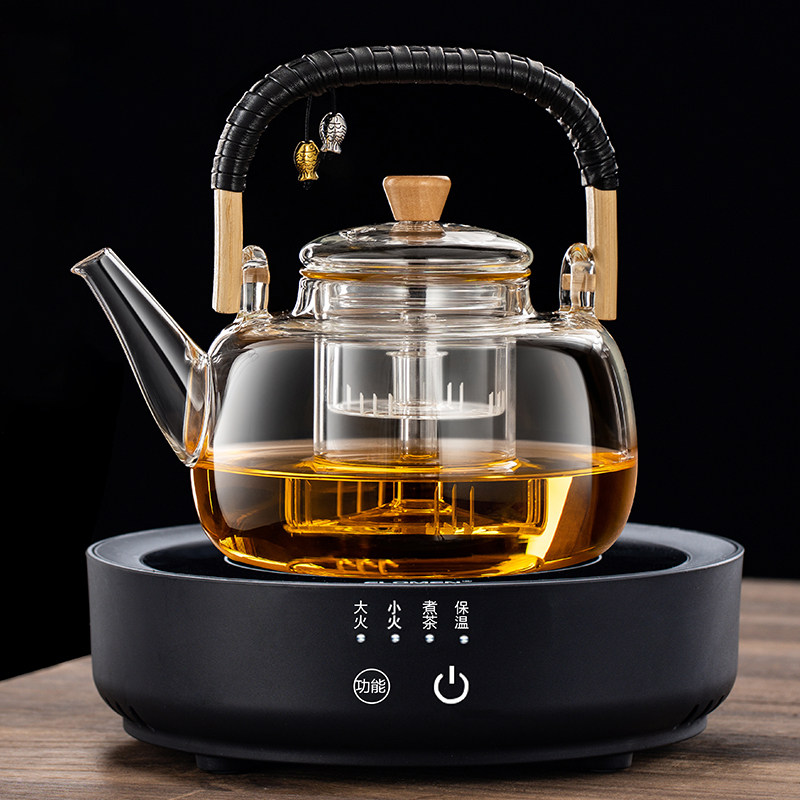蒸煮一体玻璃茶壶1.3L大容量电陶炉I加热全自动煮茶器烧水泡茶,餐饮具,茶壶,淘宝优惠券,粉丝福利购,淘宝优惠卷