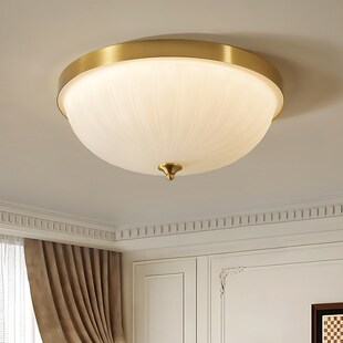 法式全铜奶油风卧室主灯美式高端中古大气温馨儿童T房间书房吸顶