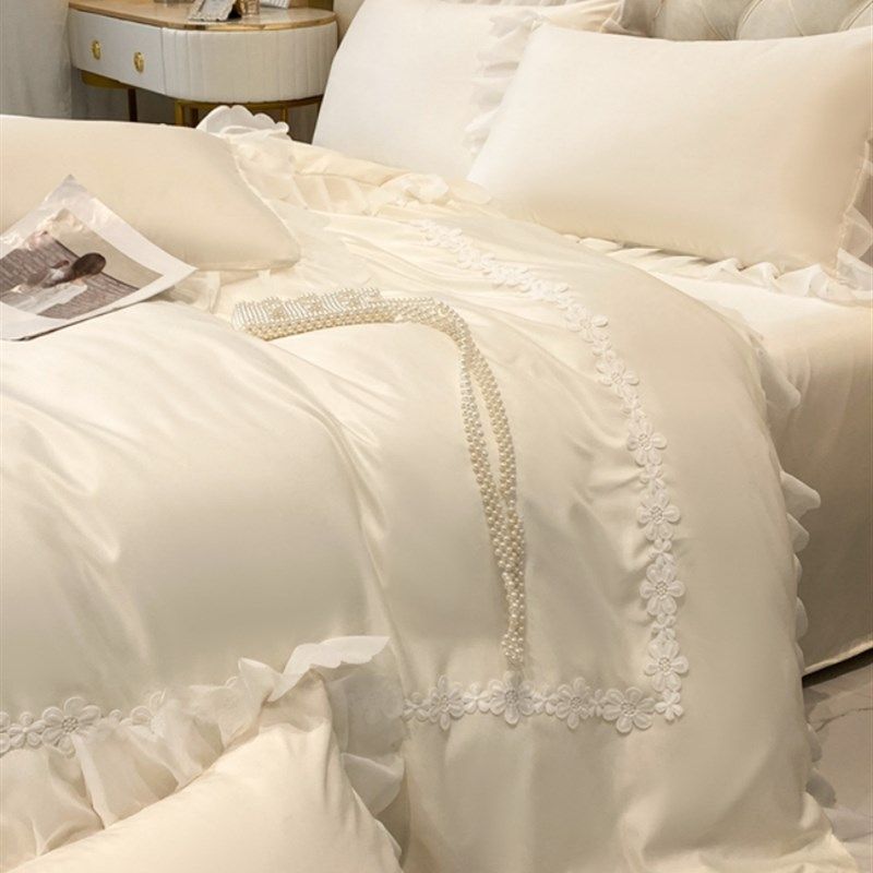 撩纯色奶a油白春秋四件套柔软亲肤软糯女生寝室宿舍床单被套三件,床上用品,学生床品套件,淘宝优惠券,粉丝福利购,淘宝优惠卷