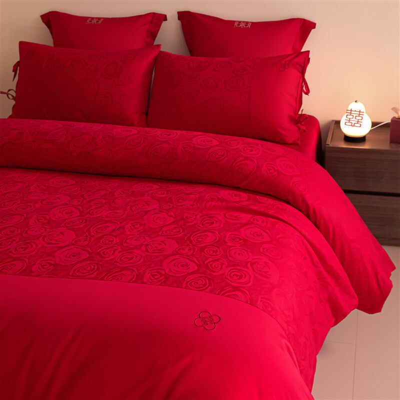 长绒棉结婚四件套婚庆大红色被套E新婚房喜庆婚嫁六件床上用品,床上用品,婚庆床品套件,淘宝优惠券,粉丝福利购,淘宝优惠卷