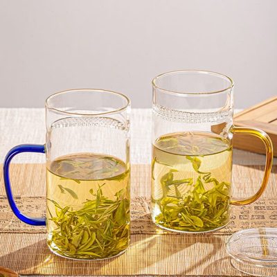 玻璃水杯月牙杯大容量过滤泡茶杯茶水分离绿茶杯办公室个人专用杯