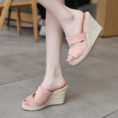 坡跟凉拖女夏g季 厚底鱼嘴防滑高跟百 增高松糕鞋 时尚 外穿2020新款