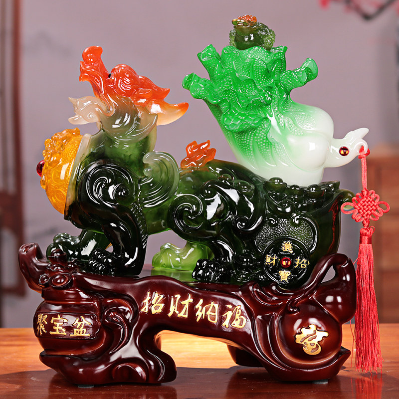 貔貅摆件招财聚财玉白菜皮丘家居客厅装饰店铺收S银台开业工艺礼