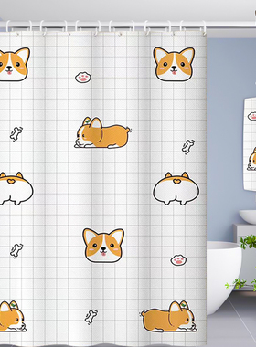 浴室防水浴帘卫生间浴帘洗澡免打孔挂帘简易安装防霉出租屋窗帘门