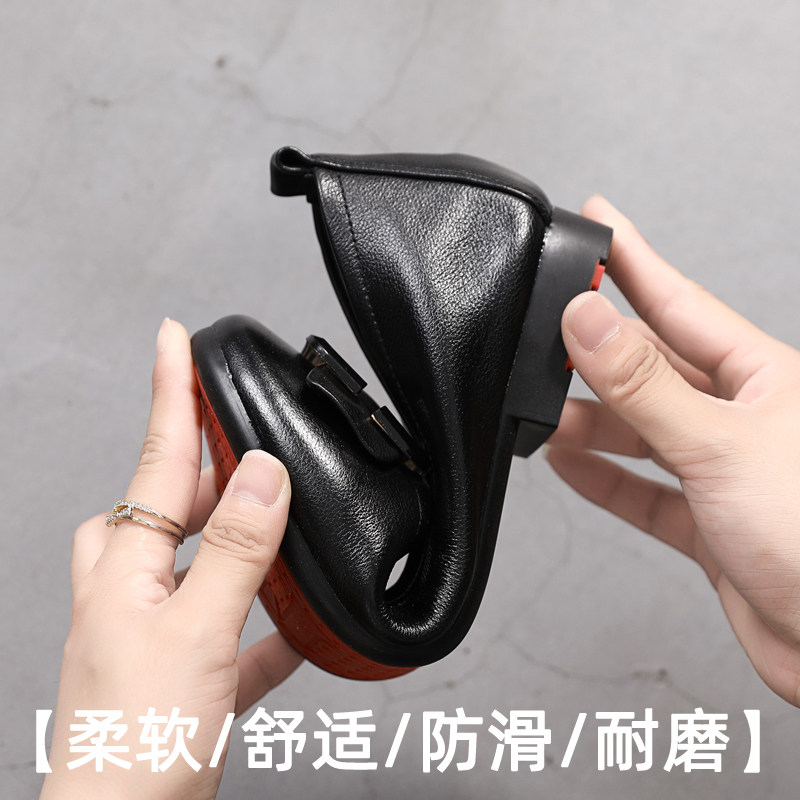 软皮单鞋女新款2021夏软底豆豆鞋浅口百J搭小皮鞋平底超软女鞋大,女鞋,浅口单鞋,淘宝优惠券,粉丝福利购,淘宝优惠卷