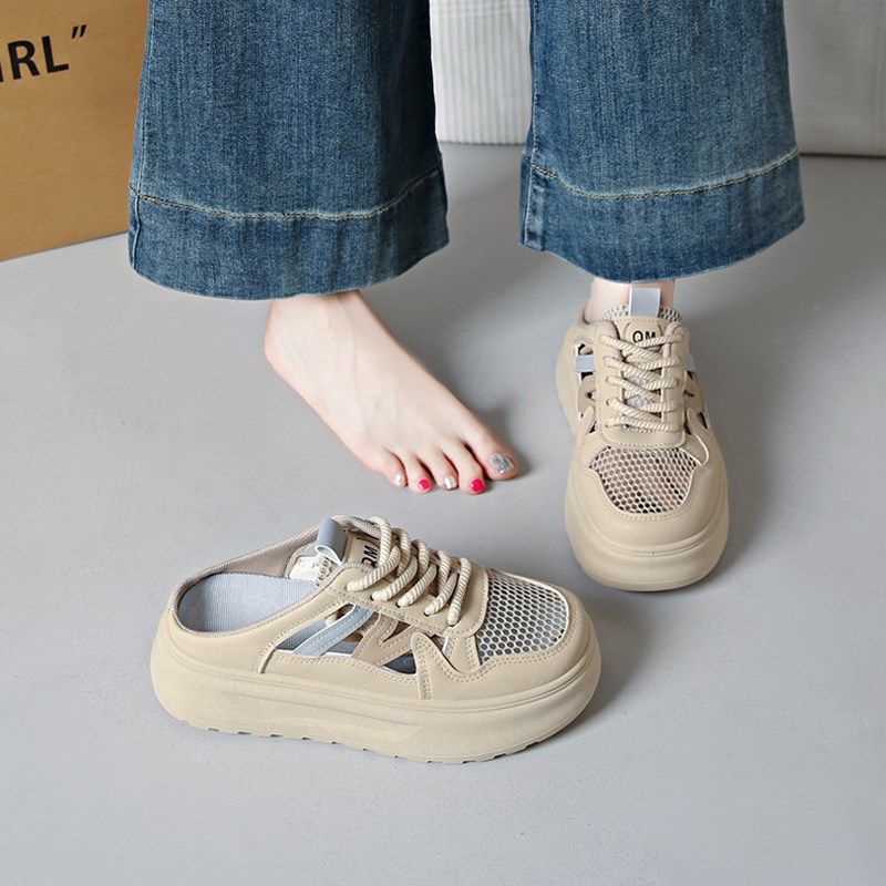 女鞋踩屎感包头半拖鞋女夏季外穿孕妇透气网鞋N厚底一脚蹬凉拖34,女鞋,网面鞋,淘宝优惠券,粉丝福利购,淘宝优惠卷