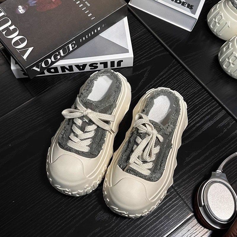 牛仔布大头面包鞋小个子松糕v厚底包头半拖鞋女增高休闲运动鞋外,女鞋,时尚休闲鞋,淘宝优惠券,粉丝福利购,淘宝优惠卷