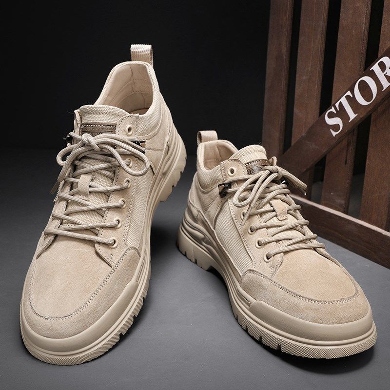 男士马丁靴2023新款夏季低帮透气厚底靴K子男款软底工装男鞋秋季