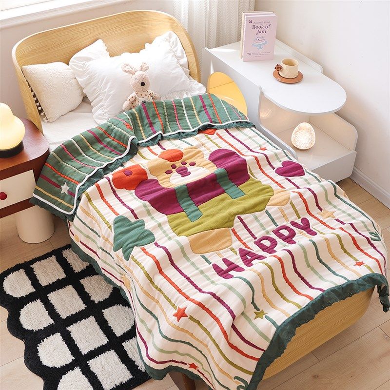 十层纱布儿童盖毯花边s泡芙被宝宝全棉毛巾被柔软加厚午睡毯子,床上用品,休闲毯/毛毯/绒毯,淘宝优惠券,粉丝福利购,淘宝优惠卷