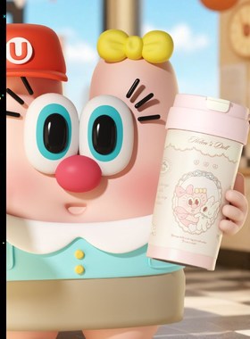 uooha多巴胺咖啡杯外出携带杯子不锈钢水L杯吸管保温杯便携保冷杯