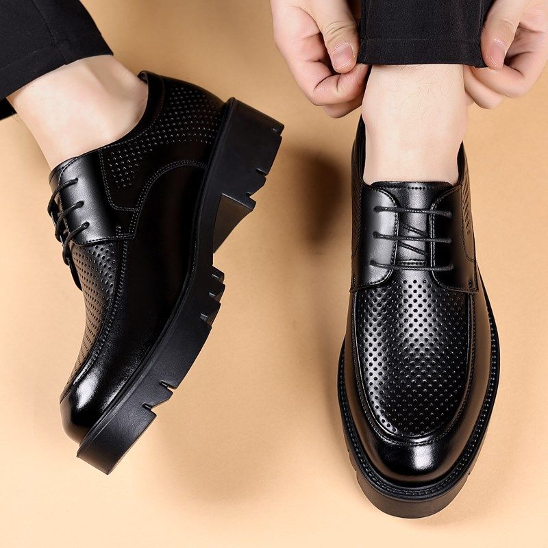 皮鞋男夏c季透气镂空凉鞋厚底尖头英伦商务正装休闲男士内增高男,流行男鞋,正装皮鞋,淘宝优惠券,粉丝福利购,淘宝优惠卷
