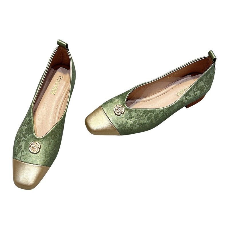 金属扣法式晚晚仙女秋季2025新款一F脚蹬温柔浅口单鞋子方头豆豆,女鞋,浅口单鞋,淘宝优惠券,粉丝福利购,淘宝优惠卷